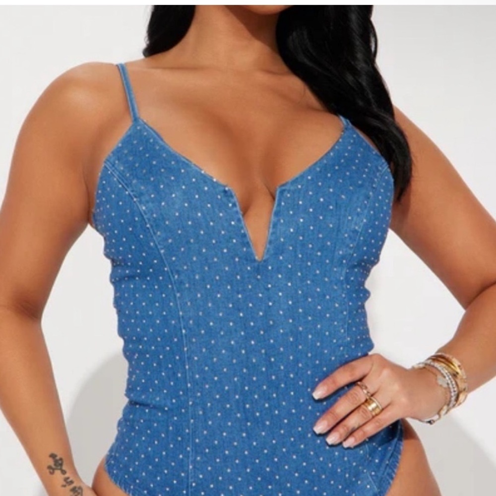 Blashe- Blue Polka Dot Women's Bodysuit BT02656 (sz S)